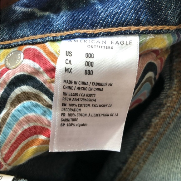 NWT American Eagle Love Embroidered Highest Rise Baggy Short Distressed Size 000 - Picture 12 of 13